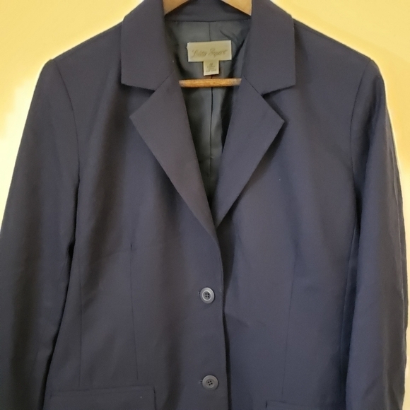 Vintage Lester Square Wool Blazer Navy Blue Size 12 - Picture 6 of 12